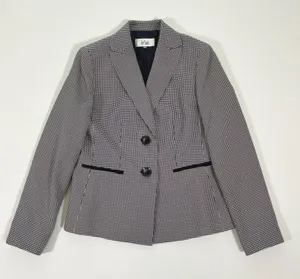 Le Suit Womens Navy Blue White Houndstooth Two Button Blazer Jacket Size 6 thumbnail 1