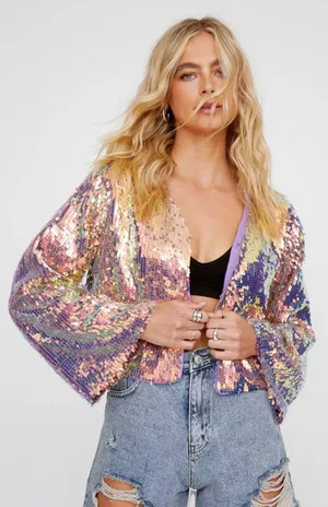 Nasty Gal Iridescent Sequin Jacket thumbnail 1