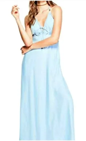Guess‎ Blue Denim Maxi Dress Size XS Spaghetti Strap Summer Boho Festival thumbnail 1