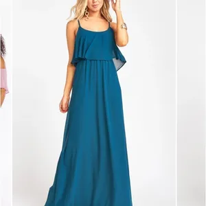 Show Me Your Mumu Caitlin Ruffle Maxi Dress Deep‎ Jade Chiffon Sz XXS thumbnail 5