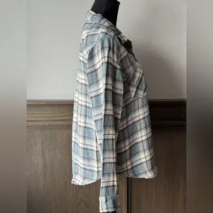 Lucky Brand Blue and White plaid soft button down Euc medium thumbnail 3