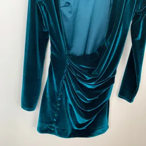 House of CB Maroush Velvet Teal Backless Mini Longsleeve Dress Womens Small thumbnail 14