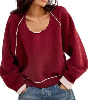 Free People We The Free Valentine Combo Red Midnight Pullover thumbnail 1