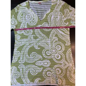 Before + Again Top Women's Small Green Floral Burnout Boho‎ Casual Sophisticated thumbnail 8