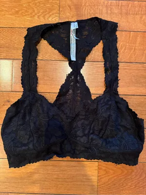 Intimately Free People Black Lace Racerback Bralette L thumbnail 2