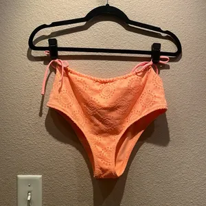 New Aerie Women’s Melon Orange High Rise String Side Tie Bikini Bottoms thumbnail 2