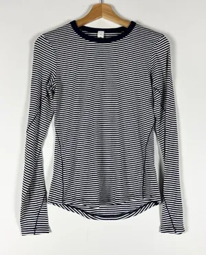 Lululemon Women's Hold Tight Long-Sleeve Shirt Minute Stripe White Club Blue 6 thumbnail 1