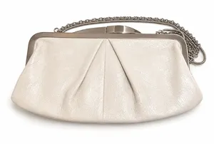 HOBO International Pearl Metallic Leather Frame Clutch Chain Shoulder Bag thumbnail 1