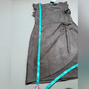 DKNY Brown Faux Suede Midi Dress thumbnail 5