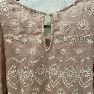 BLU PEPPER Soft Pink Embroidered Eyelet Mini Dress Small Coquette Cottagecore thumbnail 13