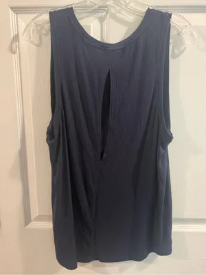 Athleta Navy Ribbed Crewneck Tank thumbnail 3