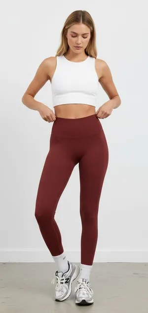 Set Active Maroon Sport body Leggings Size M thumbnail 1