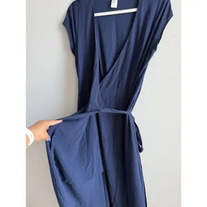 L*Space Midnight Blue Goa‎ Wrap Dress High Low Maxi Minimalist Coastal Sz Large thumbnail 9