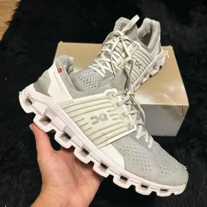ON CLOUDSWIFT gray white running athletic training shoes sneakers  thumbnail 1