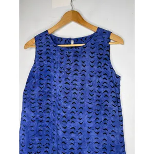 NTCO nomadic traders blue‎ black print shift mini dress rayon size medium Blue thumbnail 3