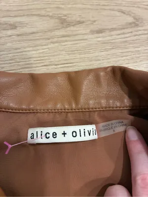 Alice + Olivia Women’s Ofra Vegan Leather Mini Dress Brown Size 8 thumbnail 4