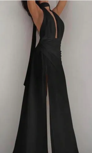 Elegant Black Halter dress Size XS thumbnail 1