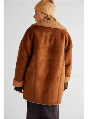 Free People Western Bohemian Retro 70s Faux Sherpa Suede Diogo Coat Size Medium thumbnail 3