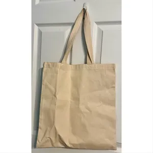 Salty Canvas Tote Bag in Natural with Blue Script Tan thumbnail 3