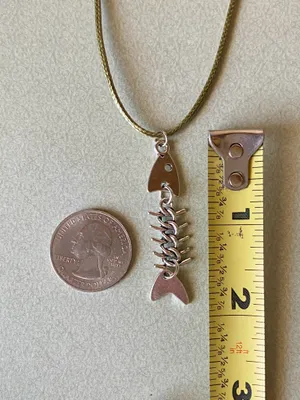 Handmade fish bone boho funky simple necklace🌀🐟💙 thumbnail 5