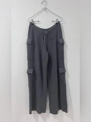 Edikted Wynter Gray Knit Cargo Pants Sz M Y2K Utility Wide Leg thumbnail 3