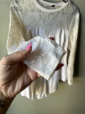 White Lace Peplum Top Long Sleeve Coquette Boho Women’s 0XL thumbnail 3