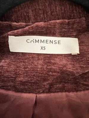 Commense Retro Velvet Blazer XS Fuchsia Mauve Double Breasted Long Sleeve Jacket thumbnail 4