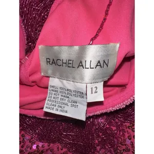 Rachel ALLAN 40150 Hot Pink Sequin One Shoulder Fringe Dress Size 12 NWT thumbnail 10