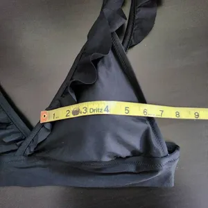 Aerie Black Ruffle Bikini Top NWT Size XL Black Triangle Bikini Top thumbnail 9