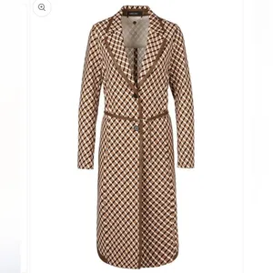 Marc‎ Cain Graphic Print Faux Leather Trim Belted Longline Coat thumbnail 2