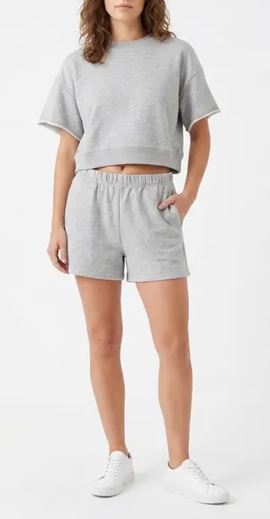 Fisoew Two Piece Set Womens Medium Light Gray Cotton Slash Pockets Activewear thumbnail 1