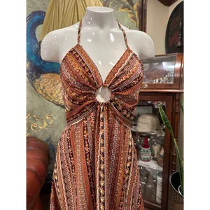 Shein Petite Small Boho Halter Handkerchief Hem Maxi Dress thumbnail 4