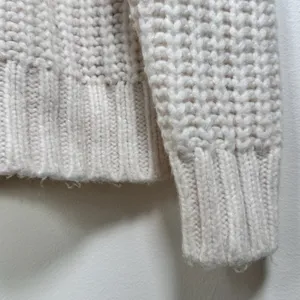 Aerie Womens XS Mock Neck Cable Knit Sweater Cream Pinkish Wool Blend Chunky thumbnail 5