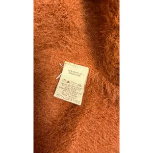 Hem & Thread Rust Orange Fuzzy Eyelash Knit‎ Star Embroidered Cardigan Sweater M thumbnail 5