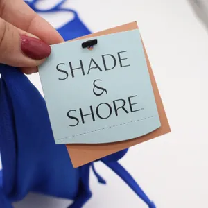 Shade & Shore Bikini Set Womens S Ribbed High Leg Cheeky Blue Side Tie NEW thumbnail 3