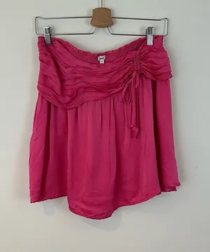 Aerie Hot Pink Satin Tie Waist Mini Skirt Size Large NWT thumbnail 1