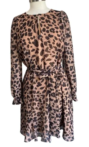 Whistles Flounce Dress Brushed Cheetah‎ Flippy Dress Career Wear thumbnail 1