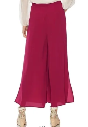 Vince Camuto pants Lagenlook flowy beach wide leg hot pink business office Sz M‍ thumbnail 2