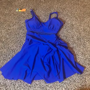 Musemaker Swim Dress One Piece Swimsuit Skirted Blue M thumbnail 1