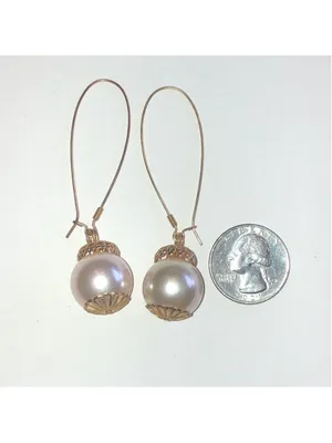 Elegant Gold Tone and Faux Pearl Drop Earrings thumbnail 3