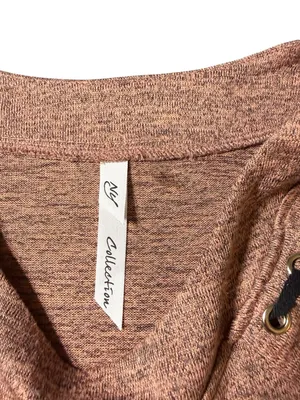 NY Collection Large Mauve Pink Shoulder Lace Up Grommet Pullover Sweater Top thumbnail 2