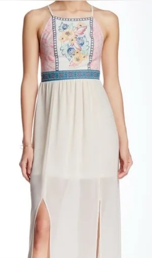 Flying Tomato Sleeveless Embroidered Lined Goddess‎ Maxi Dress Medium Bohemian thumbnail 1