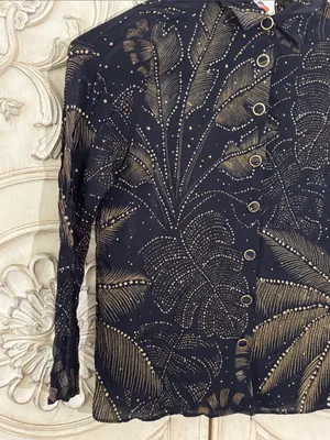FARM Rio palm-print Crystal Embedded button-up Long Sleeve shirt Size Small thumbnail 7