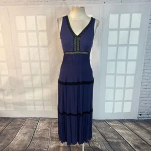 Ella moss purple black lace ankle length maxi dress size small thumbnail 3