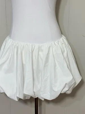COMMENSE One Shoulder Ribbed Bodice Bubble Mini Dress White Size S NWT thumbnail 3