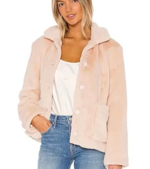 NWT Privacy Please Maggie Faux fur Coat in Rose Tan thumbnail 1