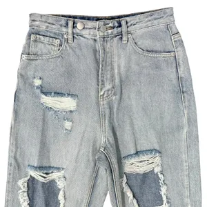 White Fox Light Wash High Rise Distressed Denim Straight Mom Jeans Size S 26" thumbnail 6