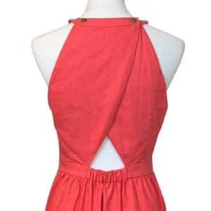 Market & Spruce NWT Halter Dress Linen Coral Linen Cotton Women's Size Medium thumbnail 10