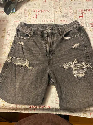 Grey Ripped American Eagle Jeans thumbnail 2