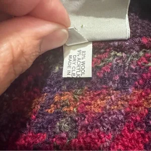 Vintage Cottage Classics Plaid Teddy Jacket Women's L Red Purple Boucle Button thumbnail 5